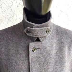 Joseph Abboud Men's Pure Wool Full Length Luxury Over Coat Classic Winter Grey